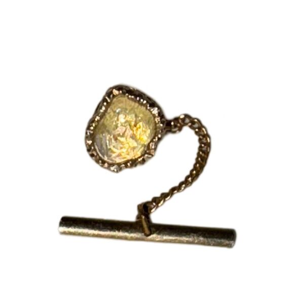 MCM Swank Glass Yellow Lava Cufflinks & Tie Tack Vintage Set - Picture 5 of 8